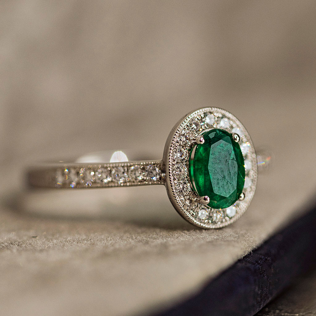 Pre-owned diamond emerald ring at S&R London Jewellers 