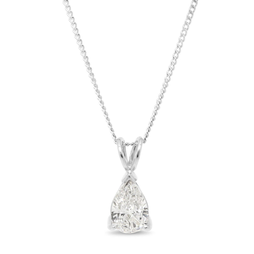 used 0.52ct Pear Cut Diamond Pendant on White Gold Necklace