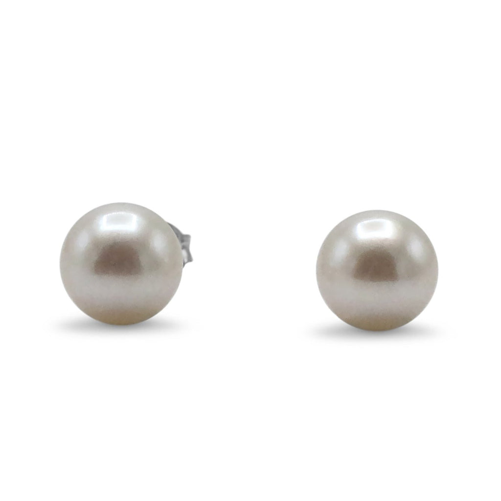used 6.5-7mm White Akoya Cultured Pearl Earstuds - 18ct White Gold