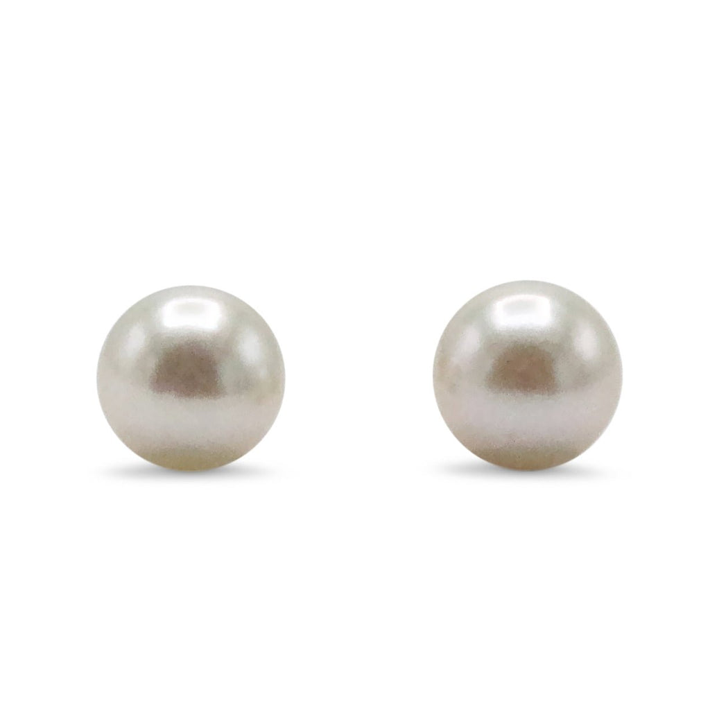 used 6.5-7mm White Akoya Cultured Pearl Earstuds - 18ct Yellow Gold