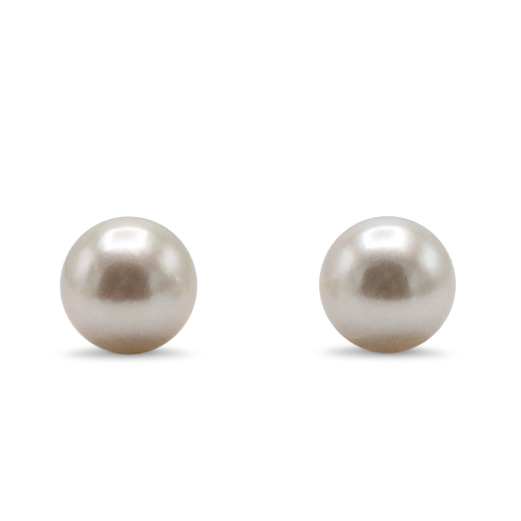 used 8-8.5mm White Akoya Cultured Pearl Earstuds - 18ct Yellow Gold