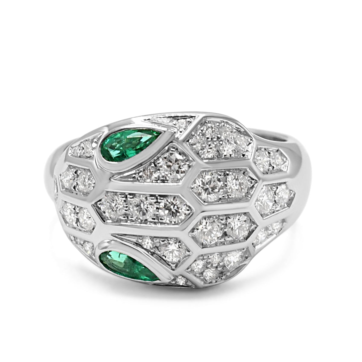 Pre-Owned Bulgari Serpenti Emerald Diamond Ring I S&R