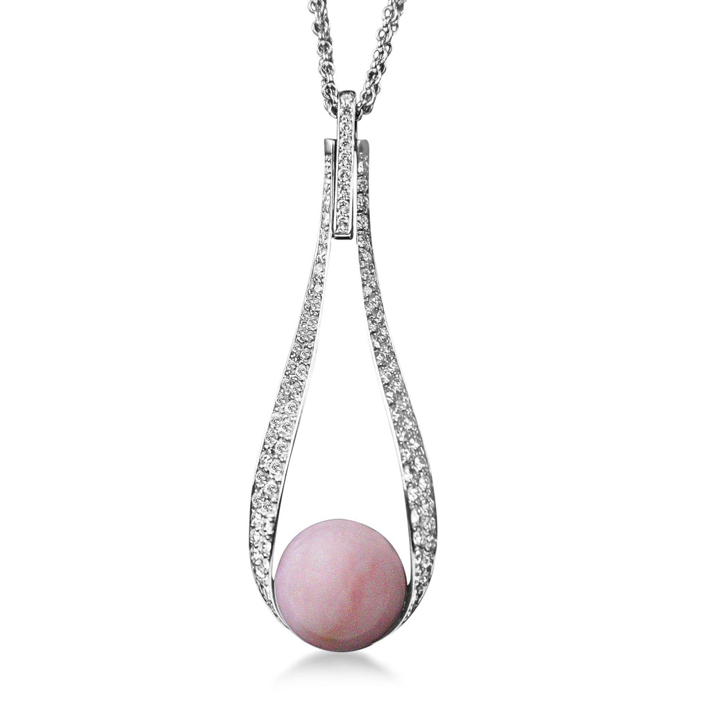 used Pink Opal & Diamond Necklace