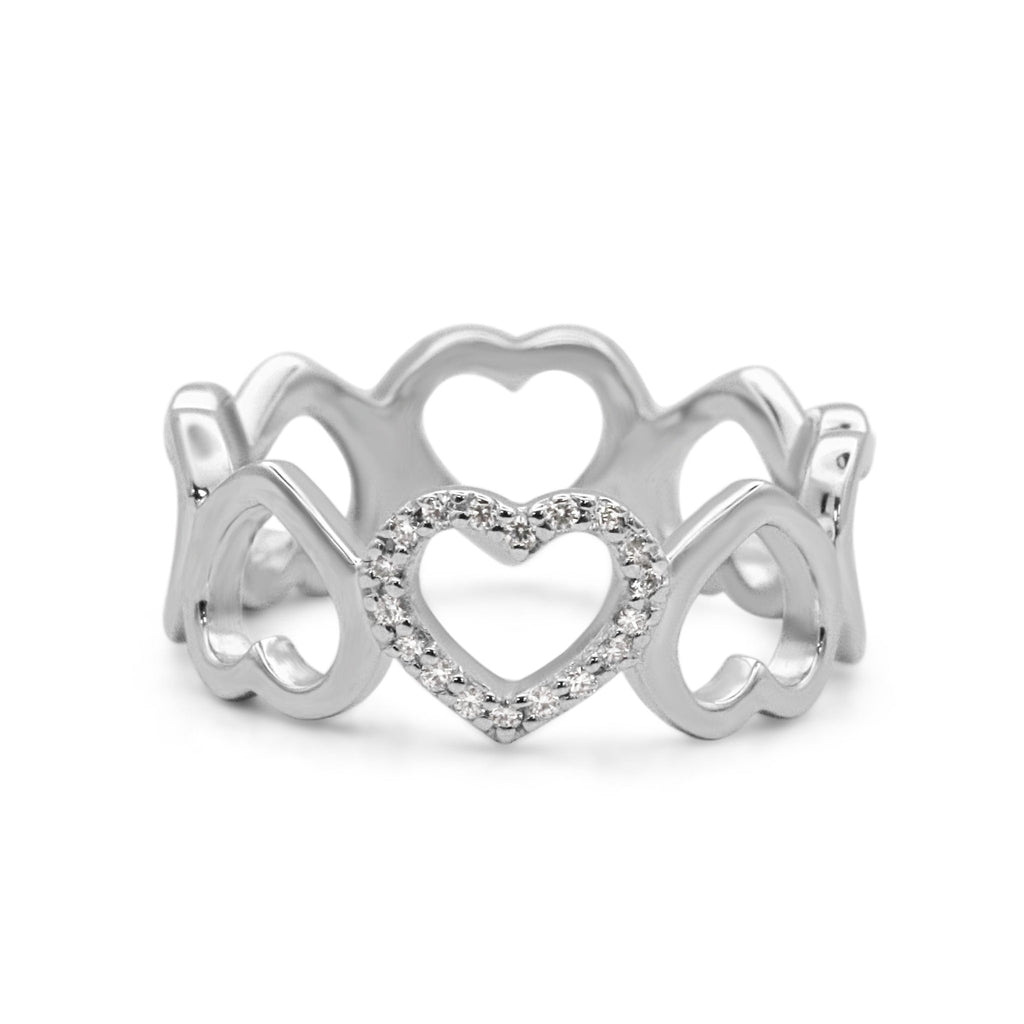 used Tiffany & Co Diamond Open Loving Heart Ring - 18ct White Gold