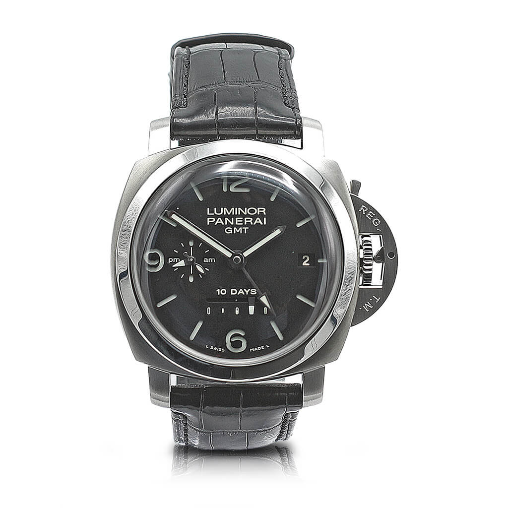 used Panerai 44mm 1950 10 Days GMT Steel Watch - PAM00270
