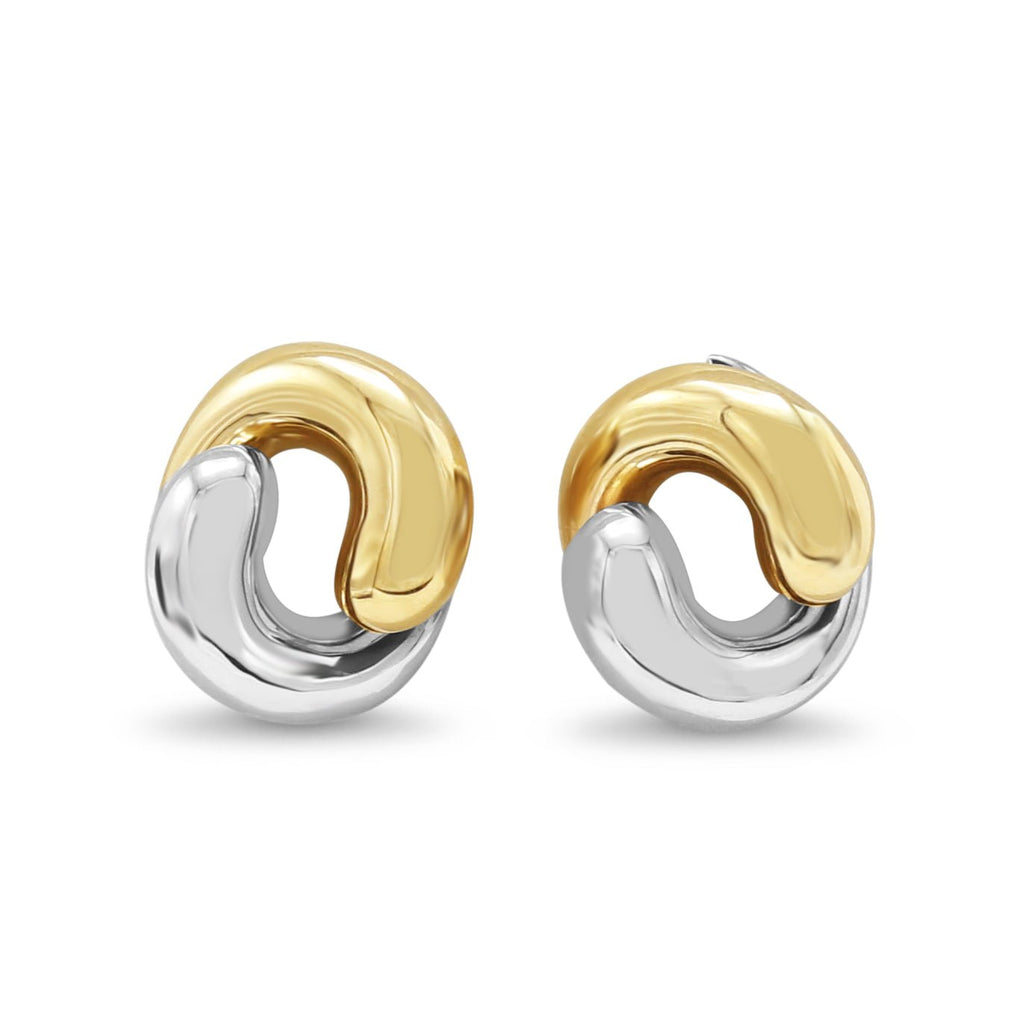 used Swirl Earrings - 9ct White, Yellow Gold
