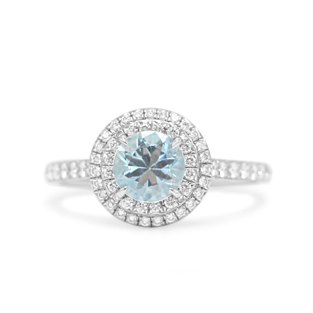 used Tiffany Soleste Aquamarine & Diamond Ring - Platinum