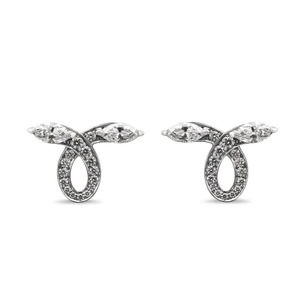 used Tiffany Victoria Bow Diamond Earrings - Platinum
