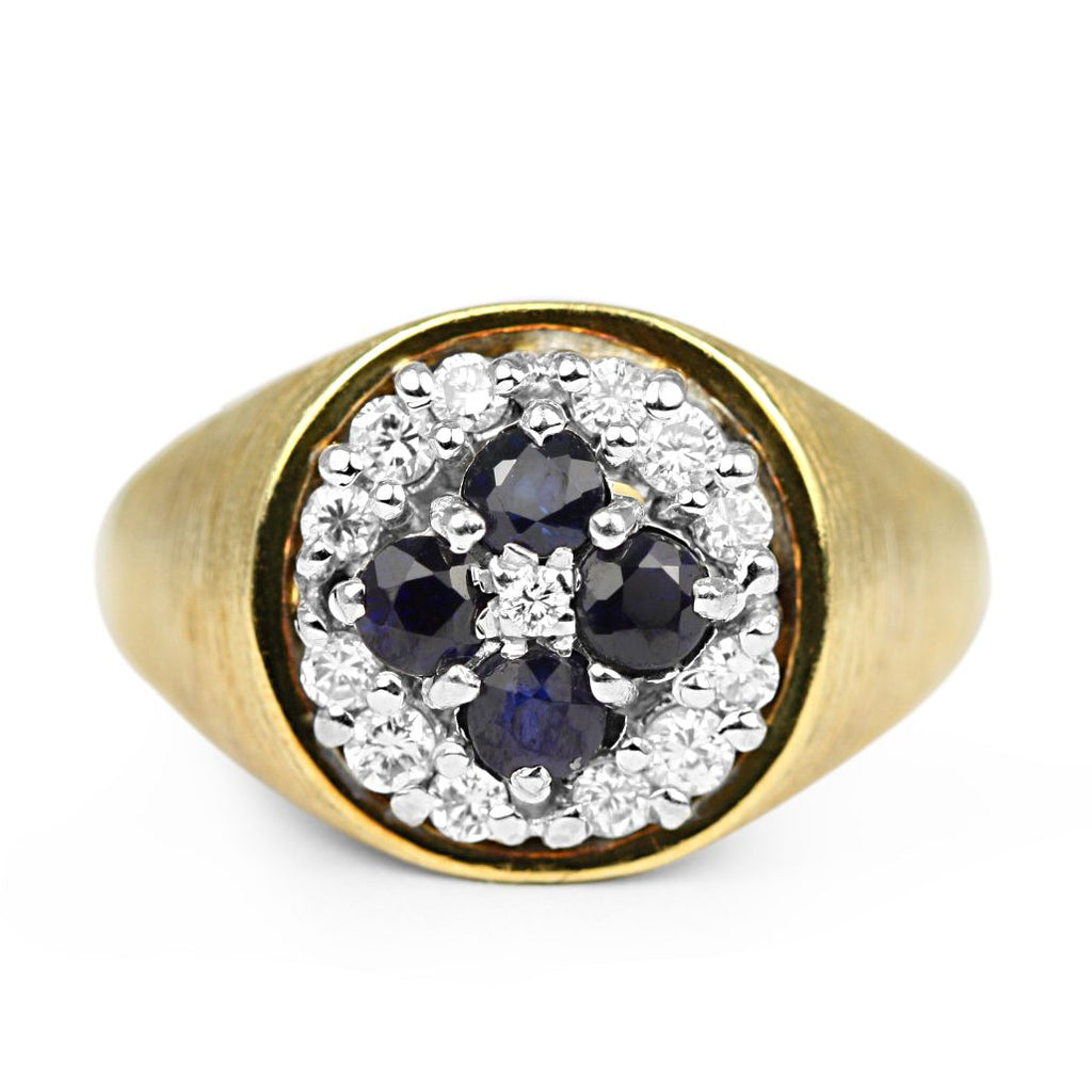 used Vintage 18ct Gold Diamond & Sapphire Set Ring