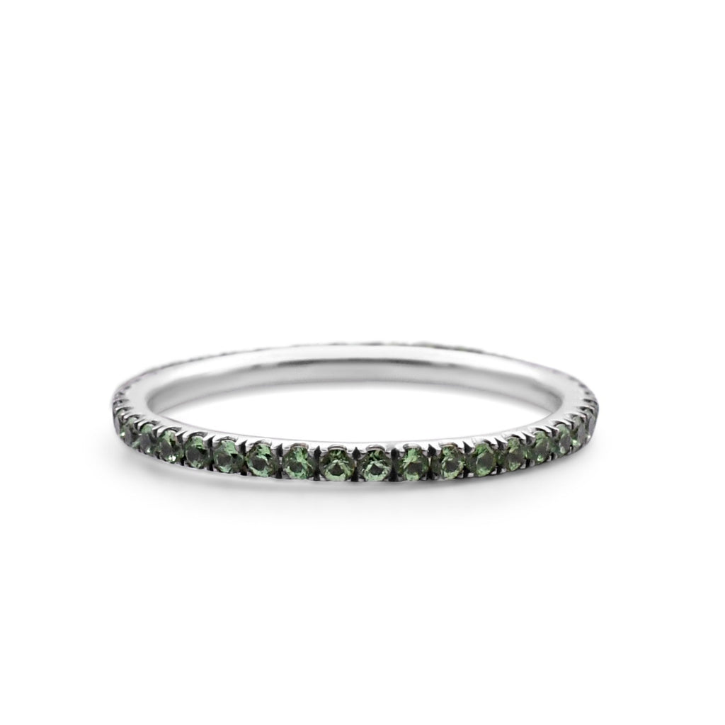 used 1.5mm Peridot Full Eternity Band Ring - 18ct White Gold