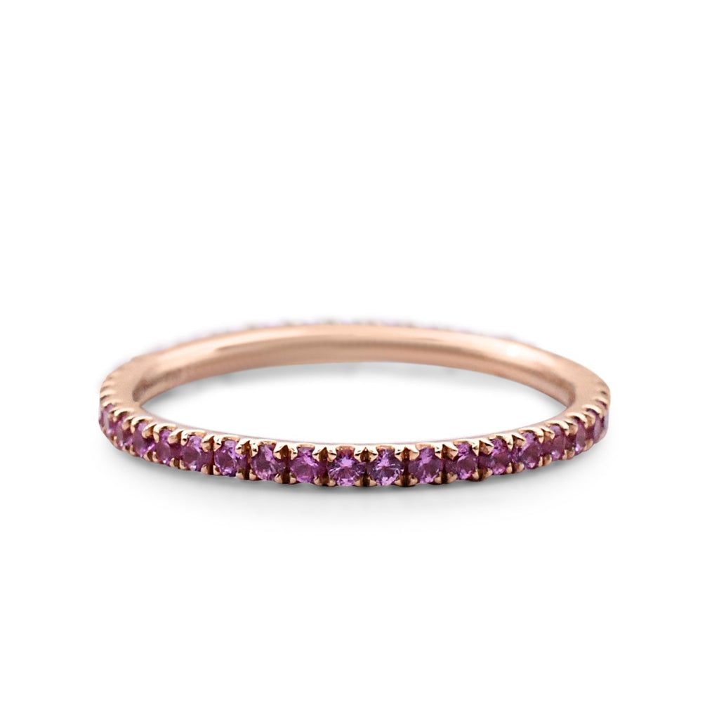 used 1.5mm Pink Sapphire Full Eternity Band Ring - 18ct Rose Gold