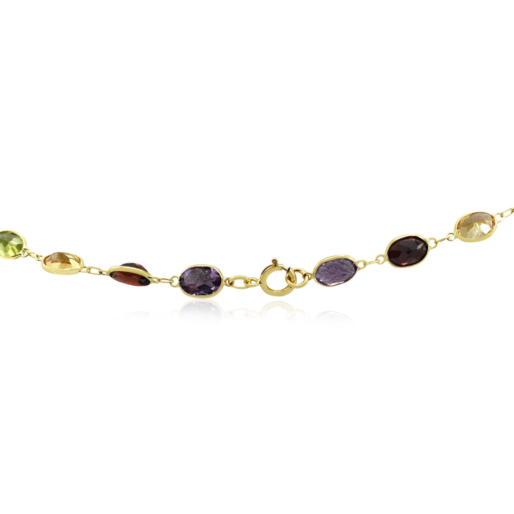 used 18" Oval Faceted Multi Gem Necklace - 18ct Yellow Gold