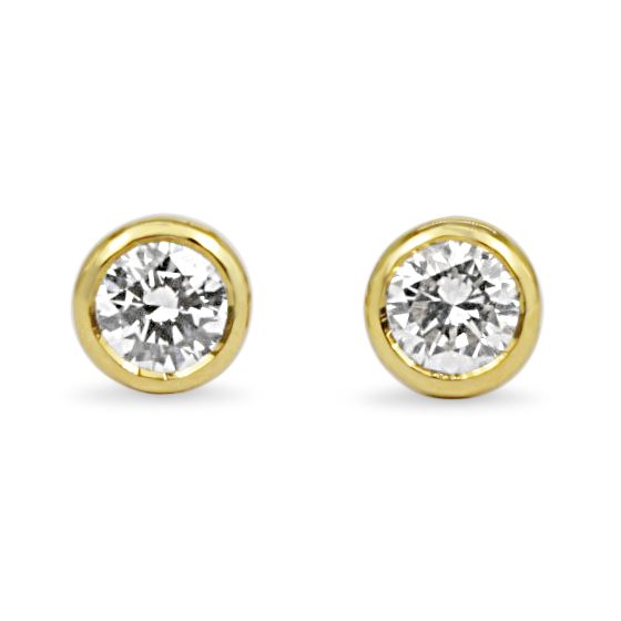 used 18ct Yellow Gold Diamond Solitaire Stud Earrings