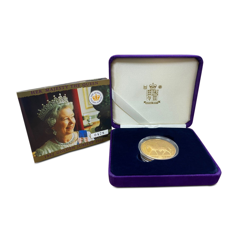 used 2002 Queen Elizabeth II Golden Jubilee Proof £5 22ct Gold Coin