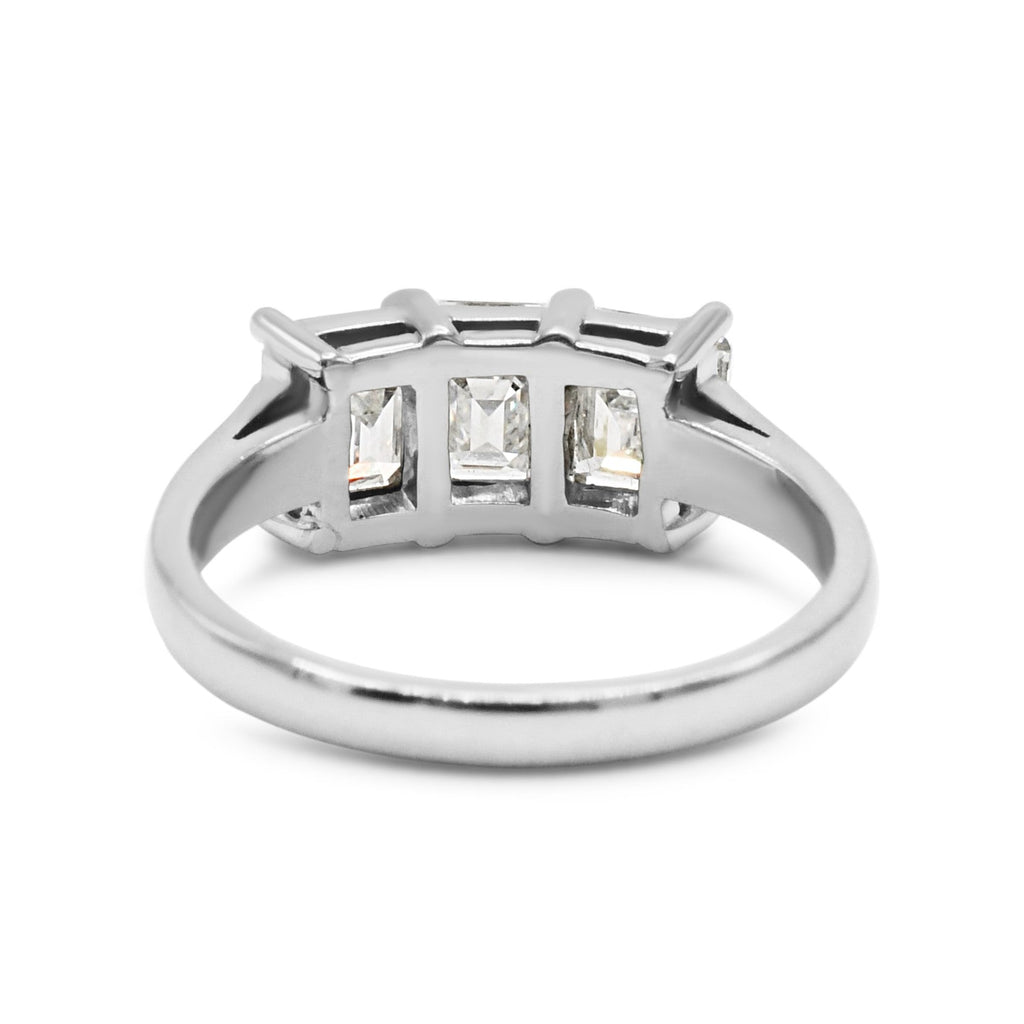 used 3 Stone Emerald Cut Diamond Ring - Platinum