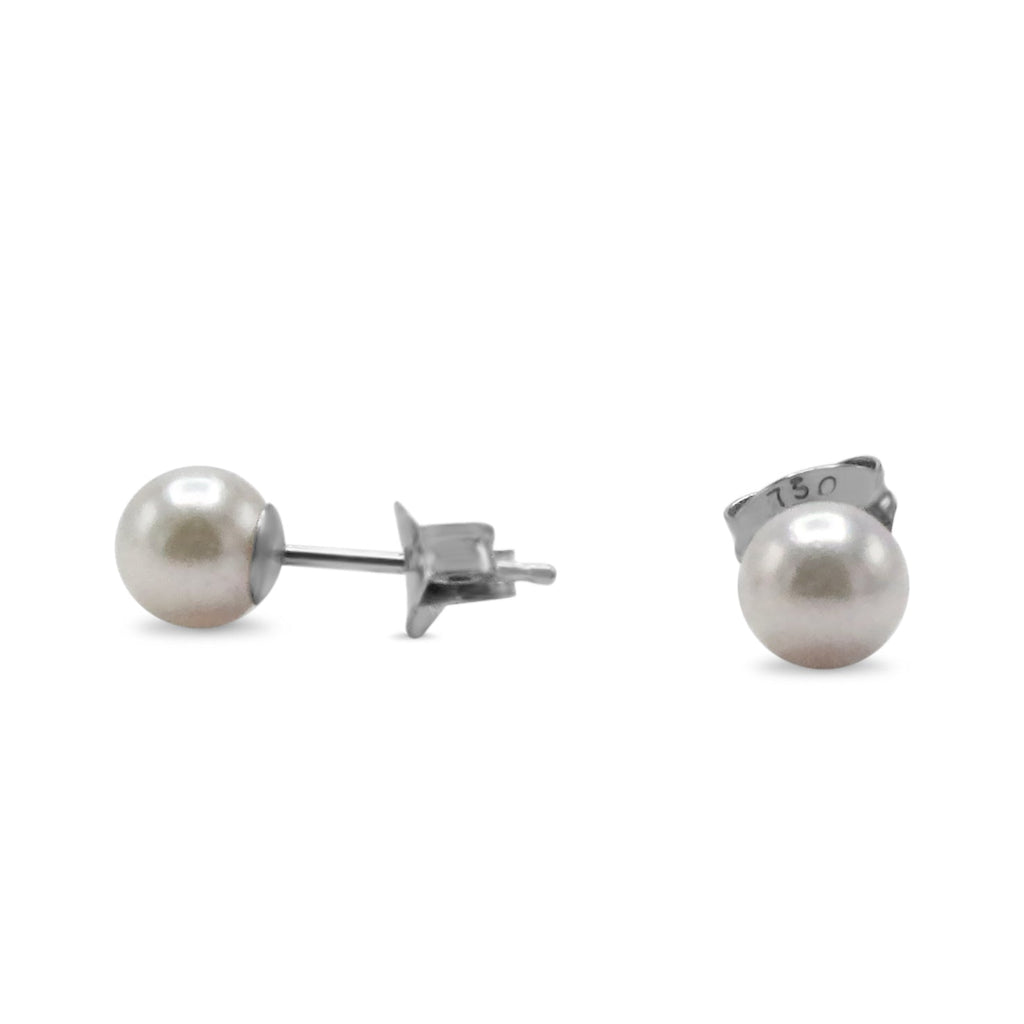 used 5mm White Akoya Cultured Pearl Earstuds - 18ct White Gold