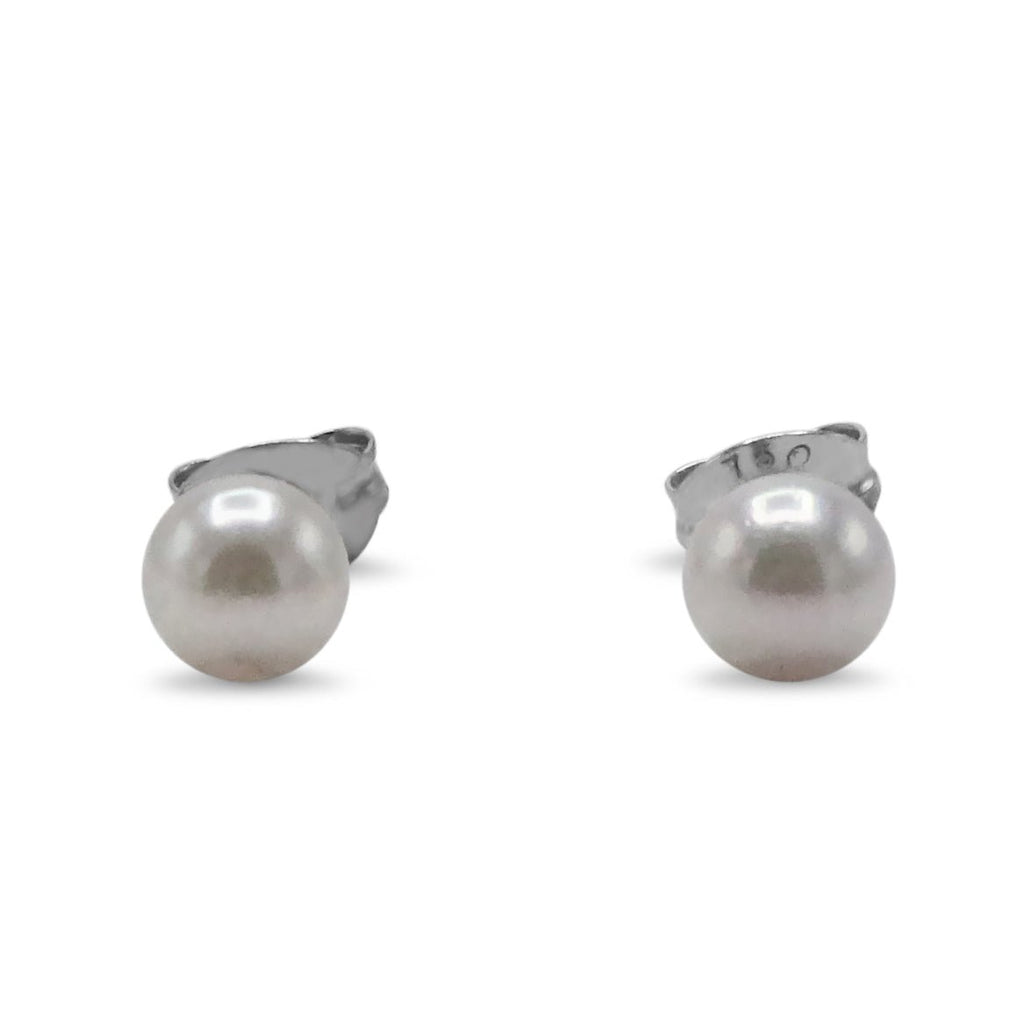 used 5mm White Akoya Cultured Pearl Earstuds - 18ct White Gold