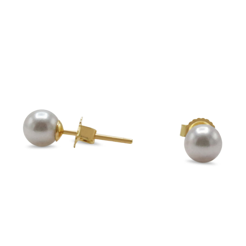 used 5mm White Akoya Cultured Pearl Earstuds - 18ct Yellow Gold