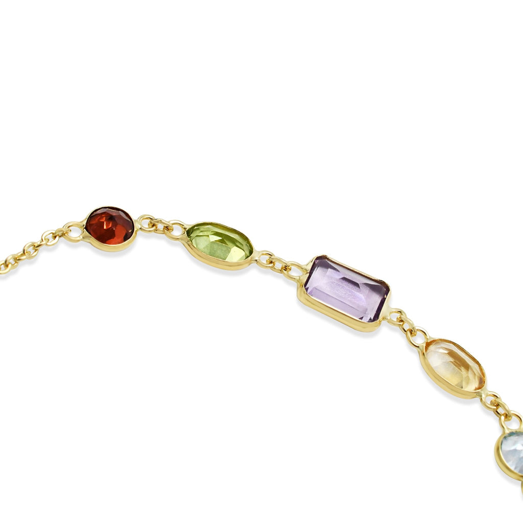 used 7" Mixed Cut Multi Gem Bracelet - 18ct Yellow Gold