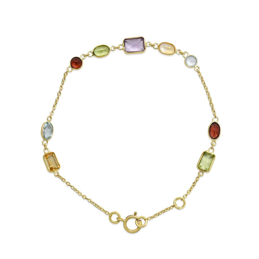 used 7" Mixed Cut Multi Gem Bracelet - 18ct Yellow Gold