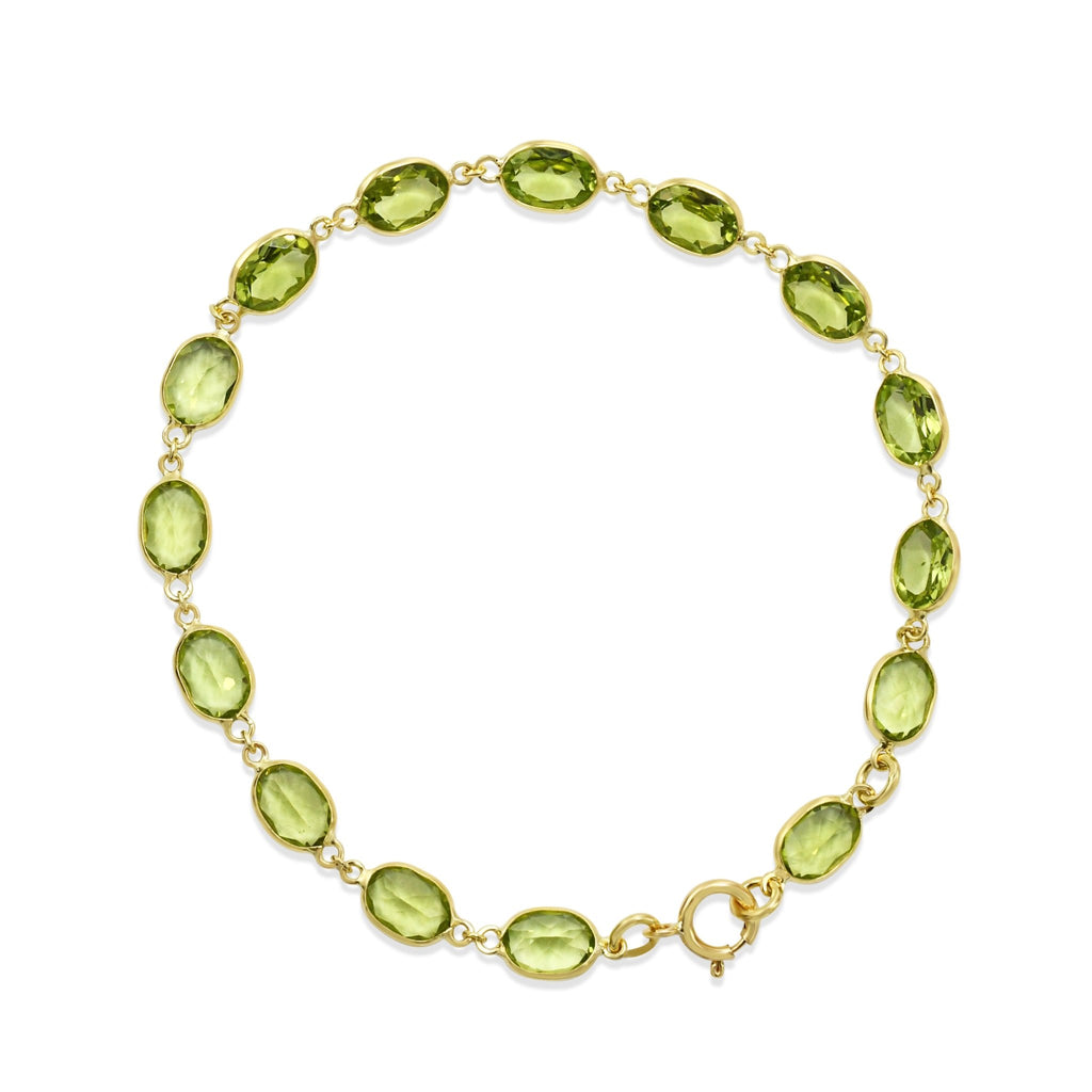 used 7" Oval Faceted Peridot Bracelet - 18ct Yellow Gold