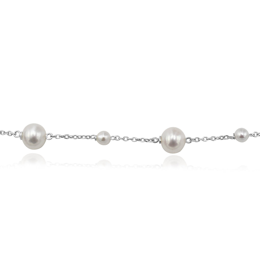 used 7" Varied Size Freshwater Cultured Pearl Bracelet - 18ct White Gold