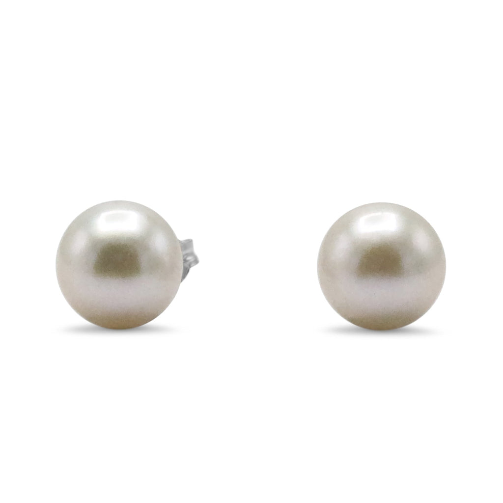 used 8-8.5mm White Akoya Cultured Pearl Earstuds - 18ct White Gold