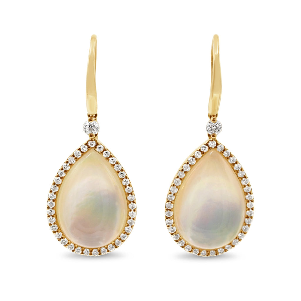 used A Pair Of Mother - Of - Pearl & Diamond Drop Earrings, By Roberto Coin.