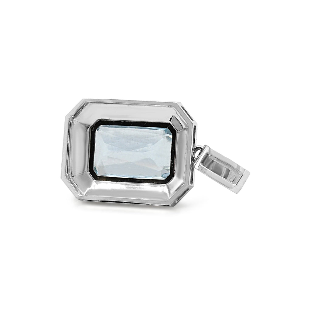 used Aquamarine, Diamond & Black Enamel Pendant