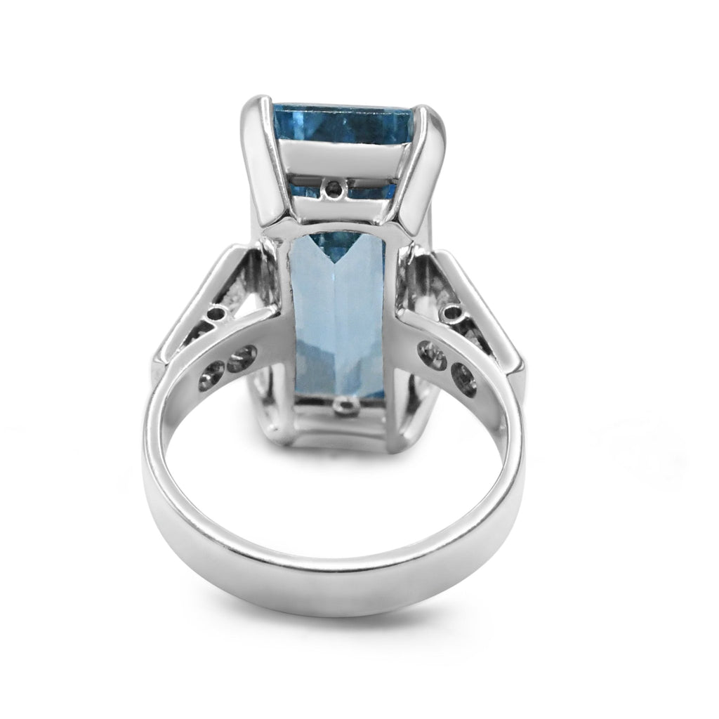 used Aquamarine Ring, Princess Cut Diamond Shoulder