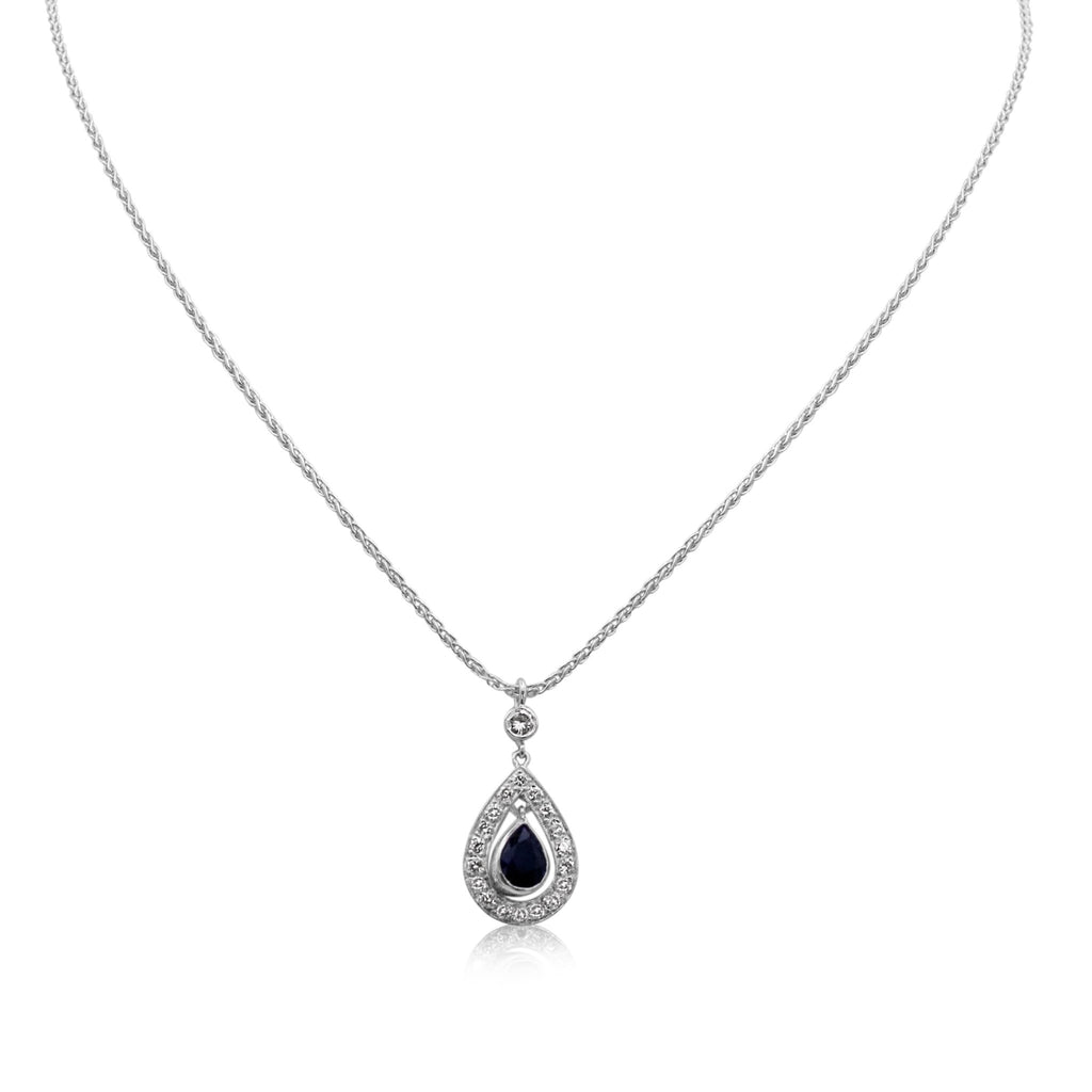 used Asprey Diamond & Sapphire Pendant Necklace - 18ct White Gold