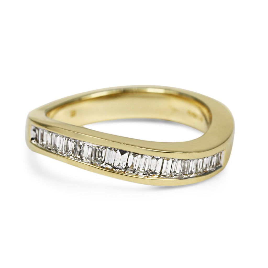 used Baguette Cut Diamond Half Eternity Ring - 18ct Yellow Gold