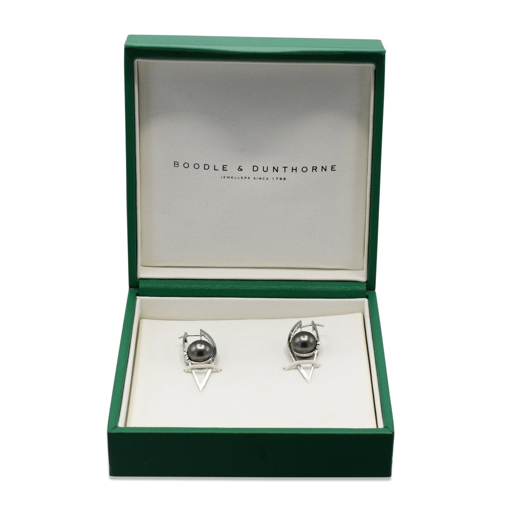 used Boodles 11mm Tahitian Pearl & Diamond Earrings