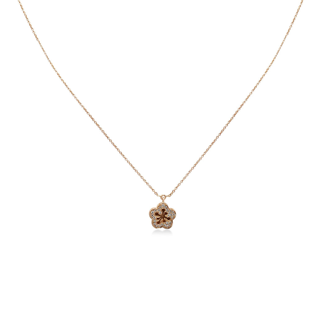 used Boodles Blossom Diamond Mini Pendant On Necklace - 18ct Rose Gold