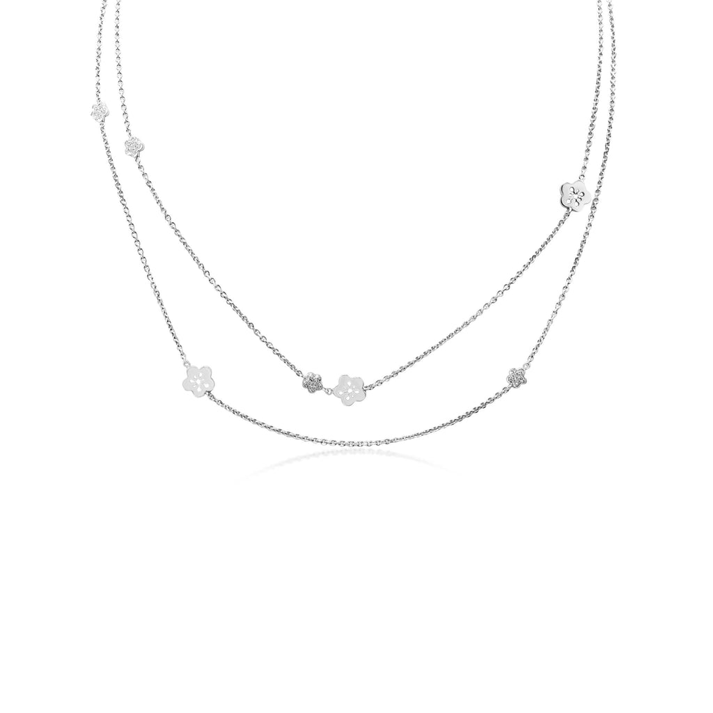 used Boodles Blossom Long Diamond Charm Necklace - 18ct White Gold
