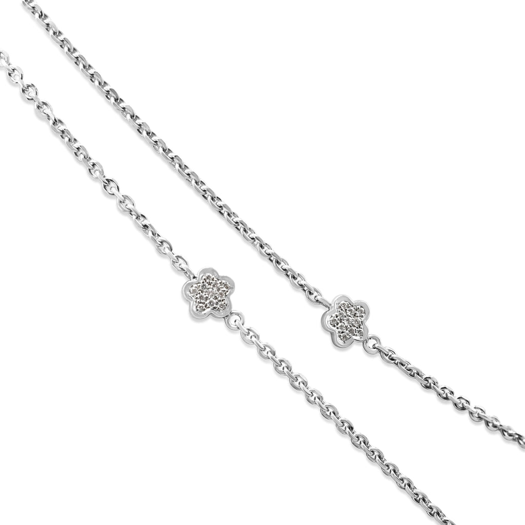 used Boodles Blossom Long Diamond Charm Necklace - 18ct White Gold
