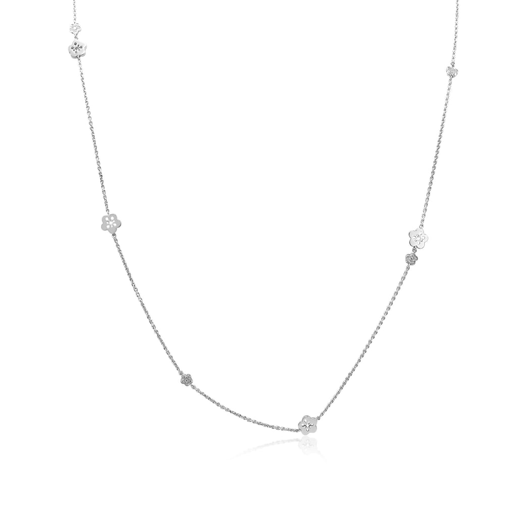 used Boodles Blossom Long Diamond Charm Necklace - 18ct White Gold