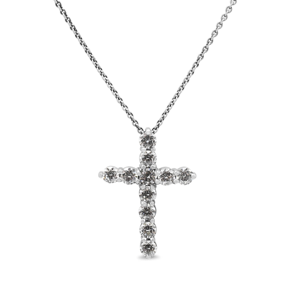 used Boodles Brilliant Cut Diamond Cross Pendant On Chain - Platinum