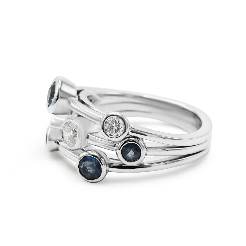 used Boodles Classic Diamond And Sapphire Raindance Ring - Platinum