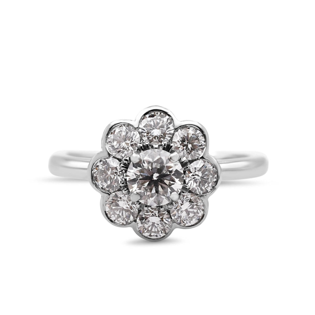 used Boodles Classic Diamond Cluster Ring With Scalloped Edge - Platinum