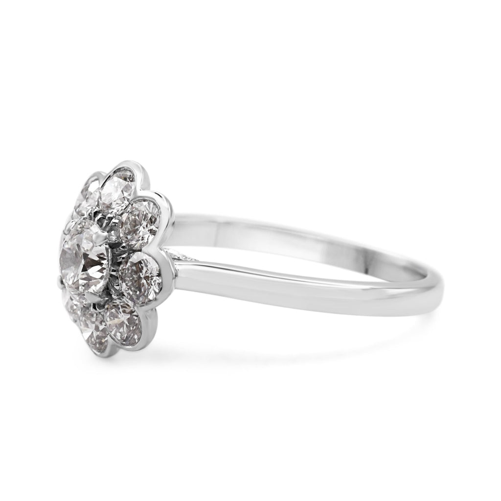 used Boodles Classic Diamond Cluster Ring With Scalloped Edge - Platinum