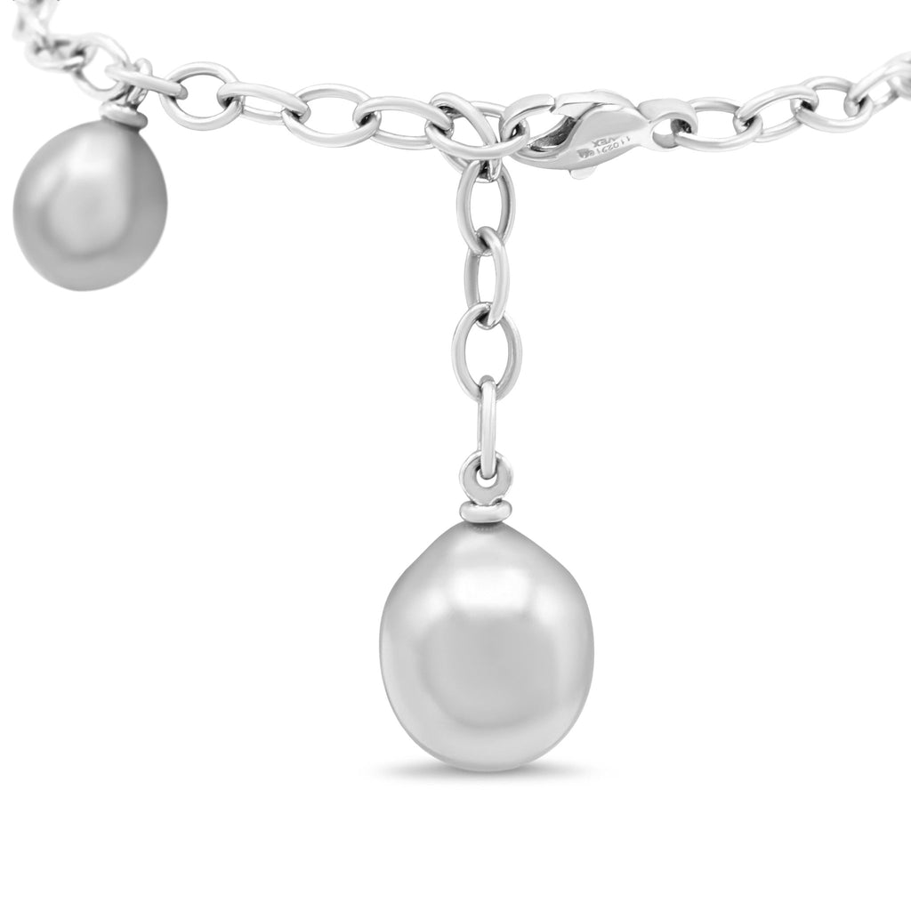 used Boodles Cultured Pearl Charm Design Bracelet - 18ct White Gold