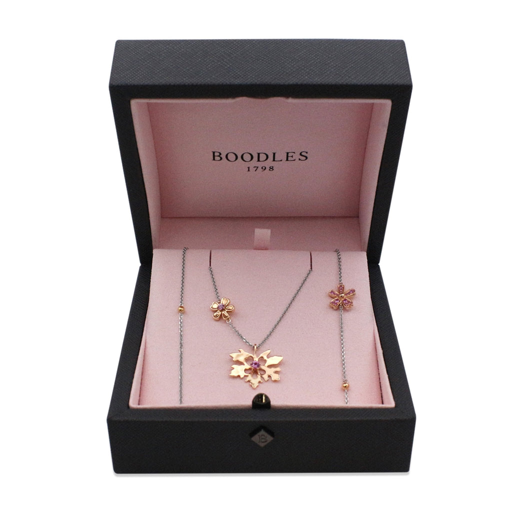 used Boodles Liz Earle Pink Sapphire Pendant Necklace - 18ct White & Rose Gold