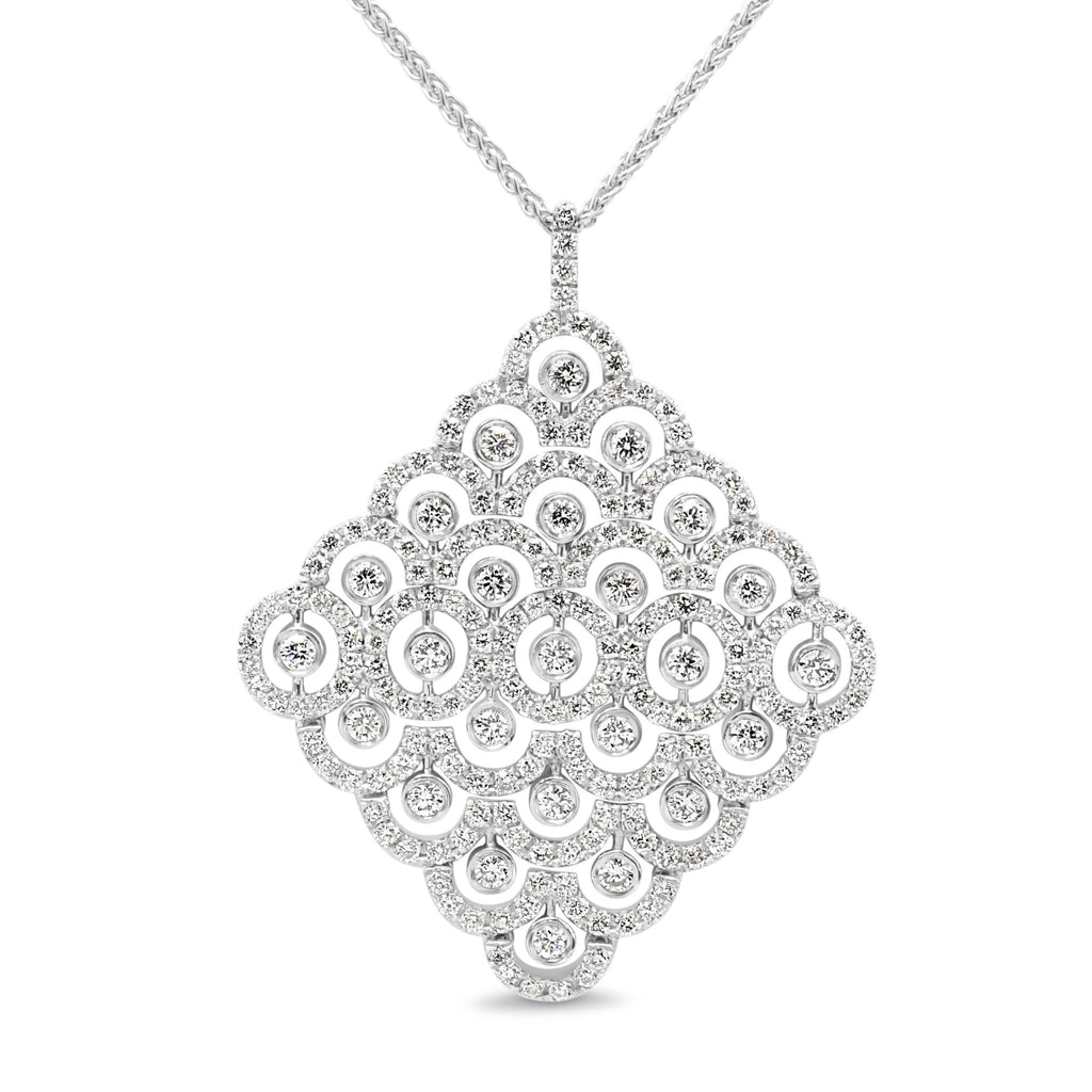 used Boodles Lozenge Diamond Pendant On Necklace With Matching Earrings