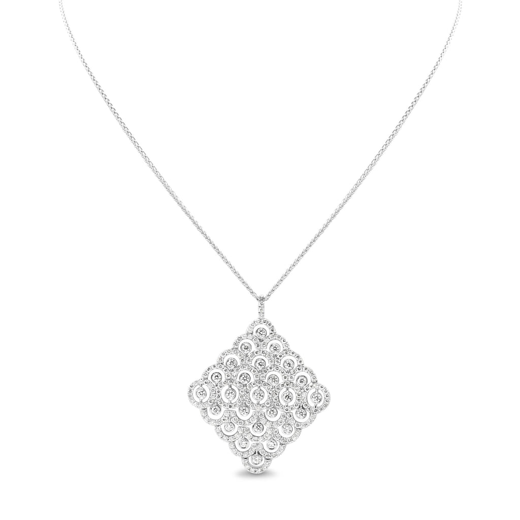 used Boodles Lozenge Diamond Pendant On Necklace With Matching Earrings