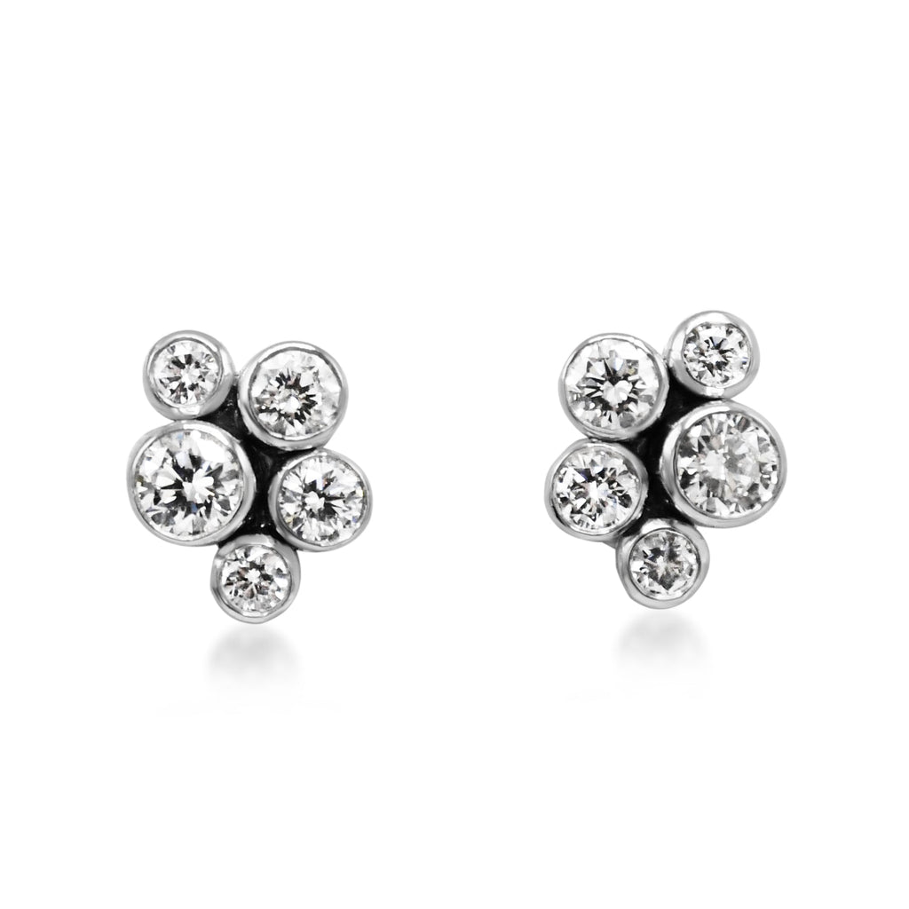 used Boodles Raindance Medium Cluster Diamond Stud Earrings - Platinum