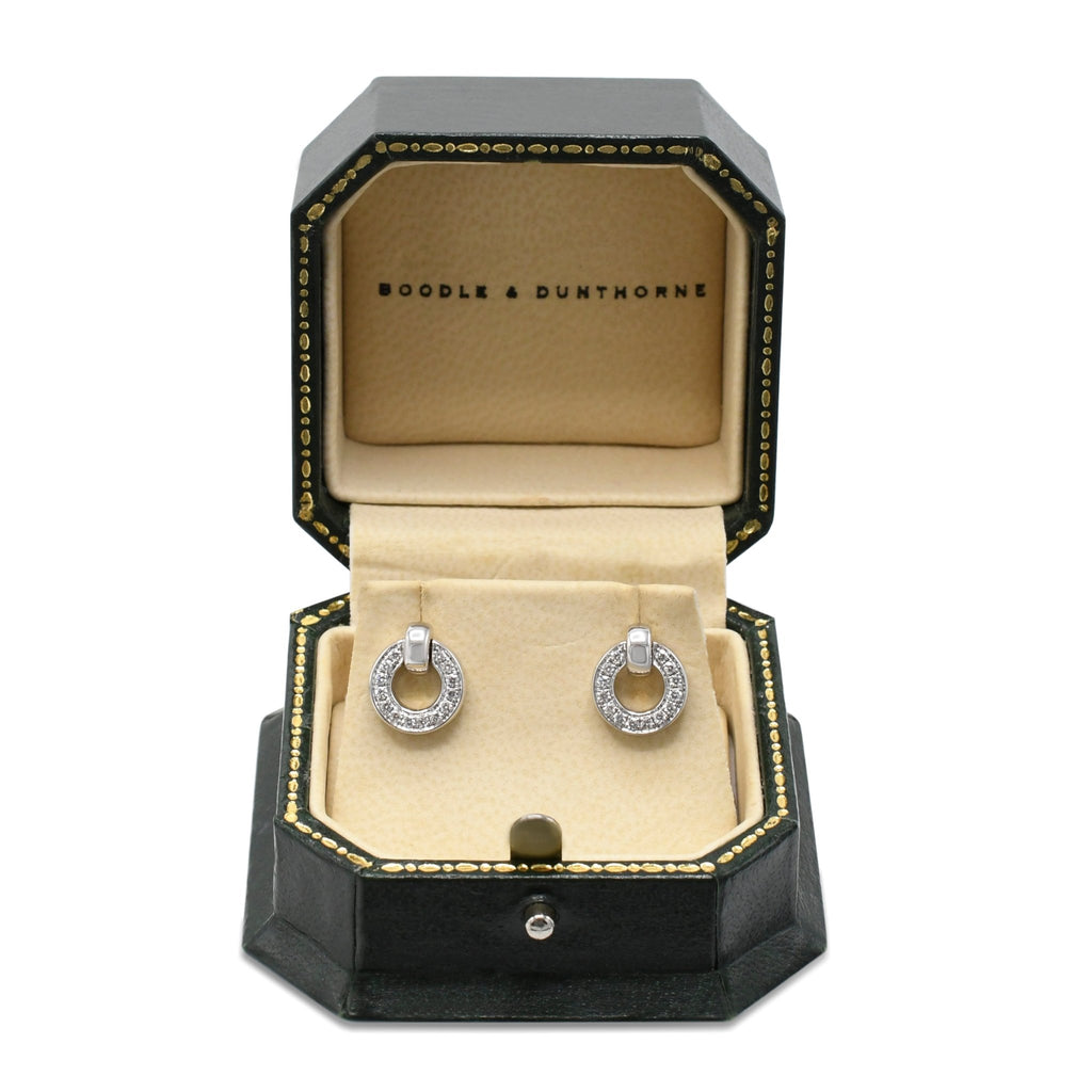 used Boodles Roulette Diamond Flip Earrings - 18ct White Gold