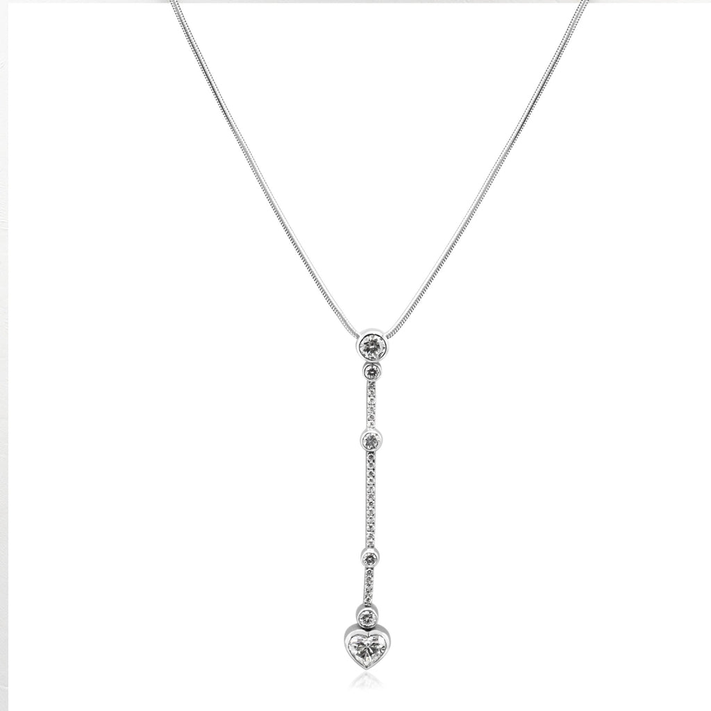 used BOODLES Waterfall Diamond Heart Pendant On 18" Necklace