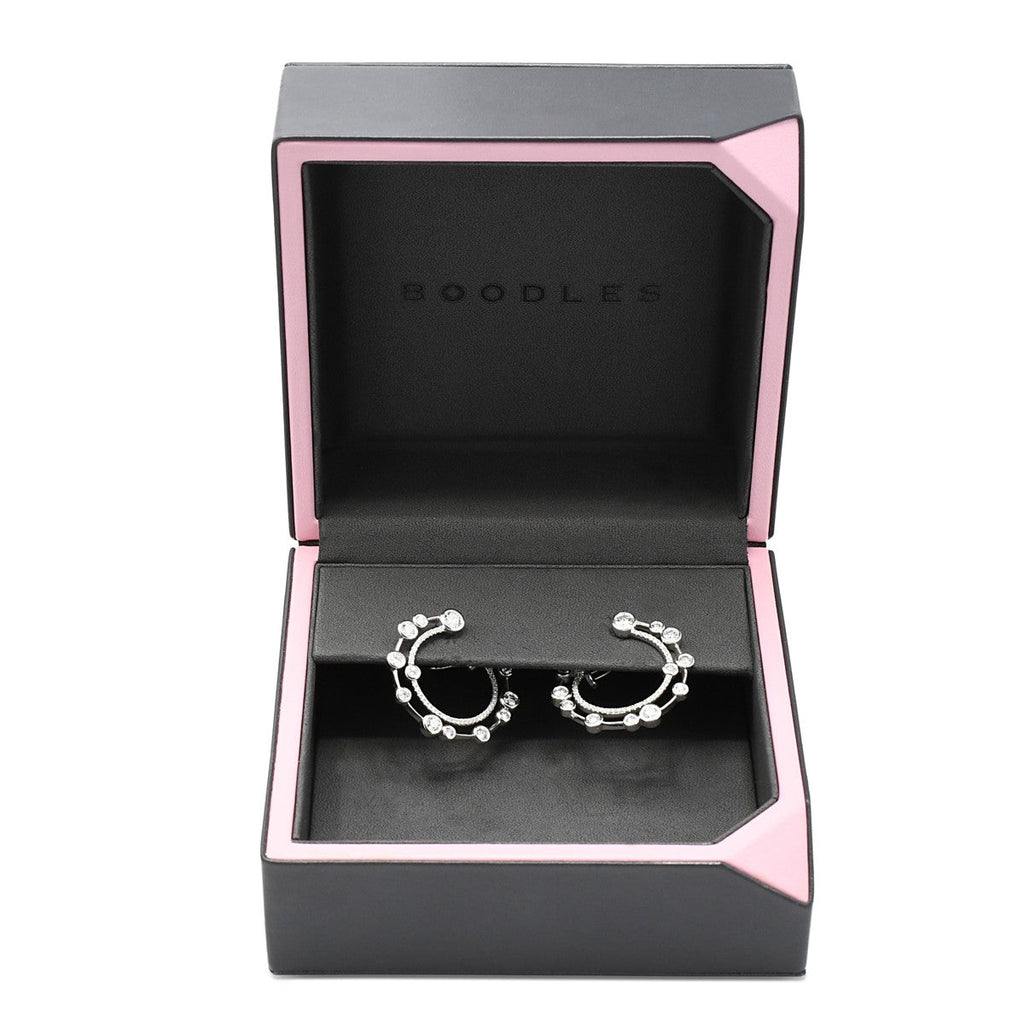 used Boodles Waterfall Large Diamond Platinum Hoop Earrings.