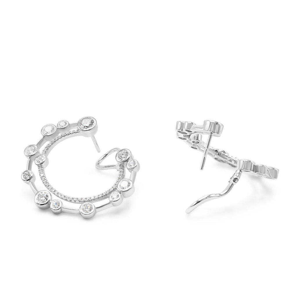 used Boodles Waterfall Large Diamond Platinum Hoop Earrings.